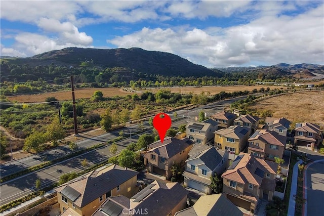 aerial view with a mountain view