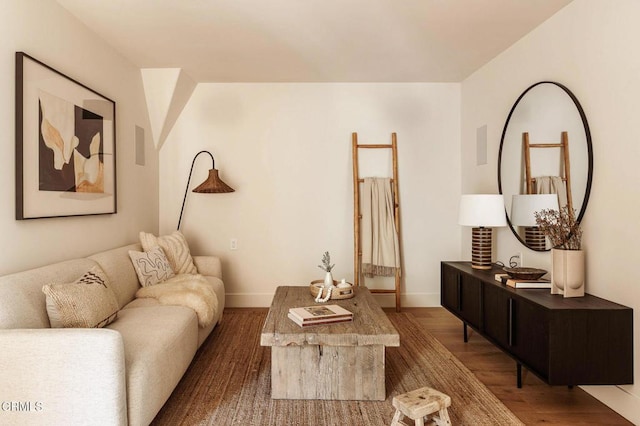 living room with hardwood / wood-style flooring