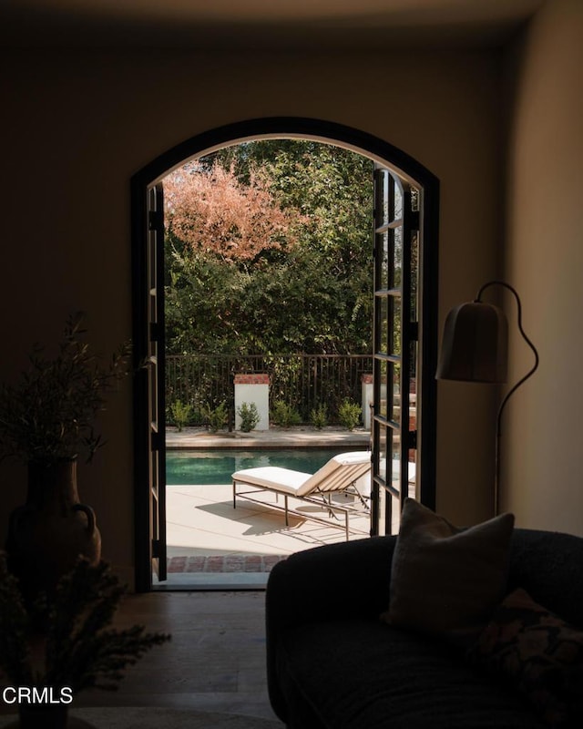 doorway to outside featuring hardwood / wood-style floors