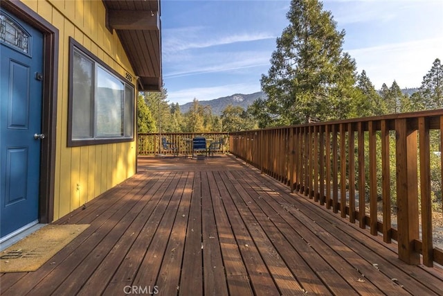 deck featuring a mountain view