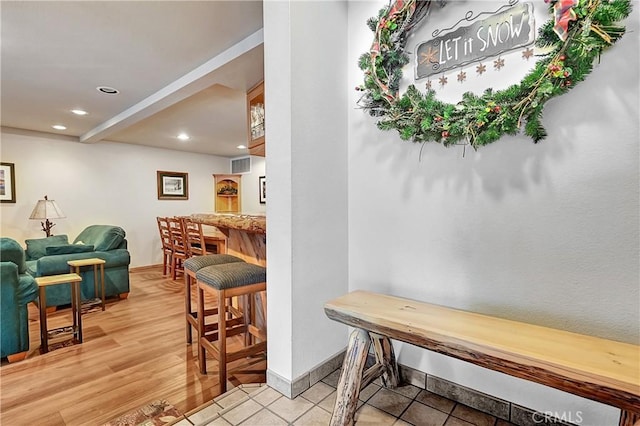 view of tiled dining space