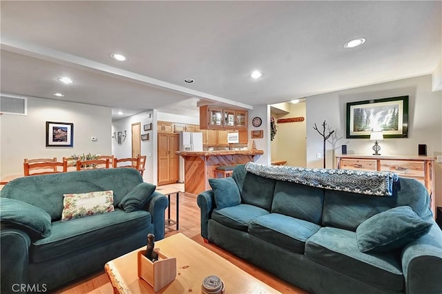 living room featuring light hardwood / wood-style floors