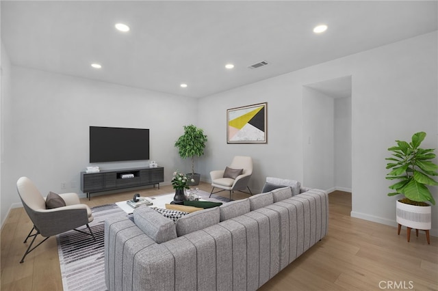 living room with light wood-type flooring