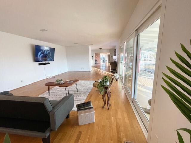 living room with light wood-type flooring