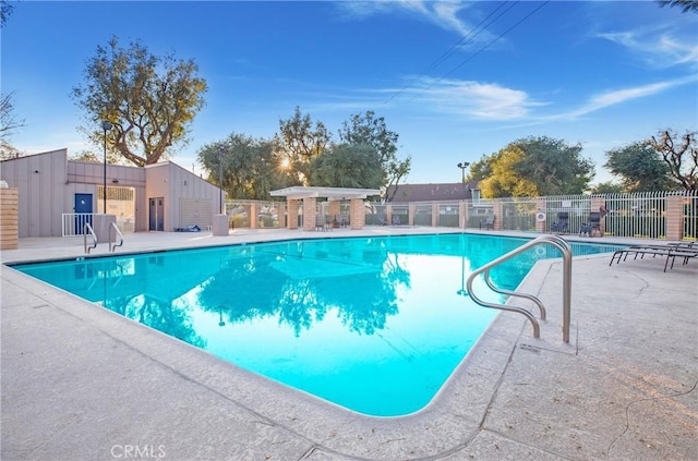 view of swimming pool featuring a patio