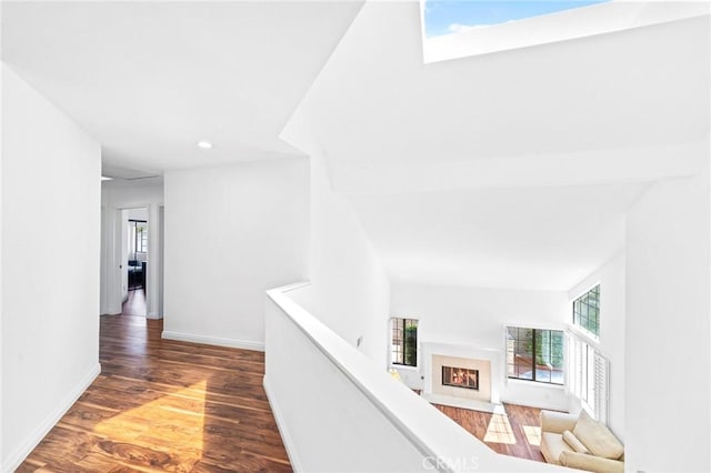 hall with dark hardwood / wood-style flooring