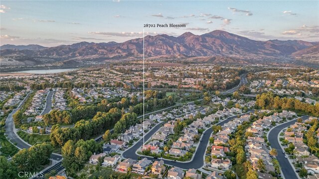 aerial view with a mountain view