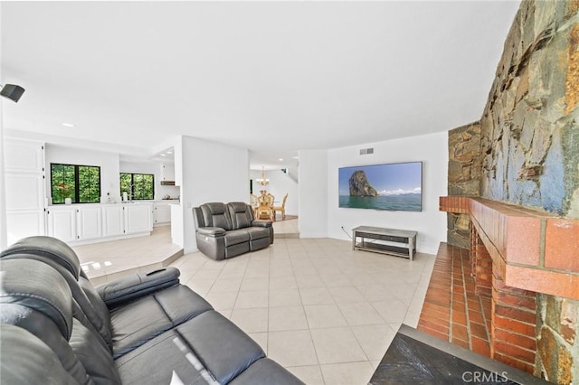 view of tiled living room