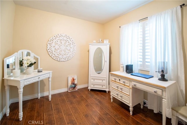 laundry room featuring dark wood-type flooring