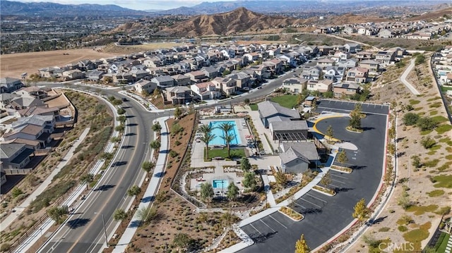 drone / aerial view with a mountain view