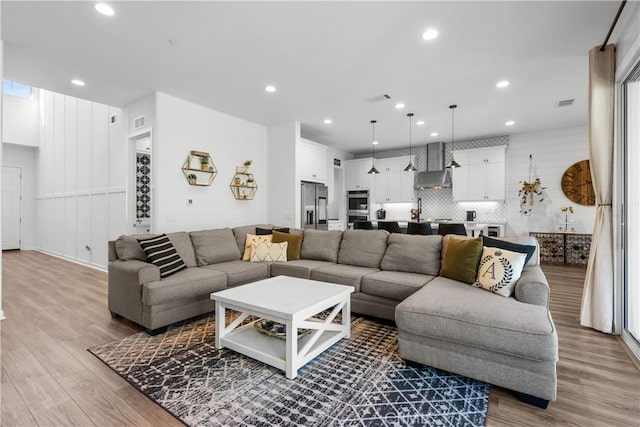 living room featuring wood-type flooring