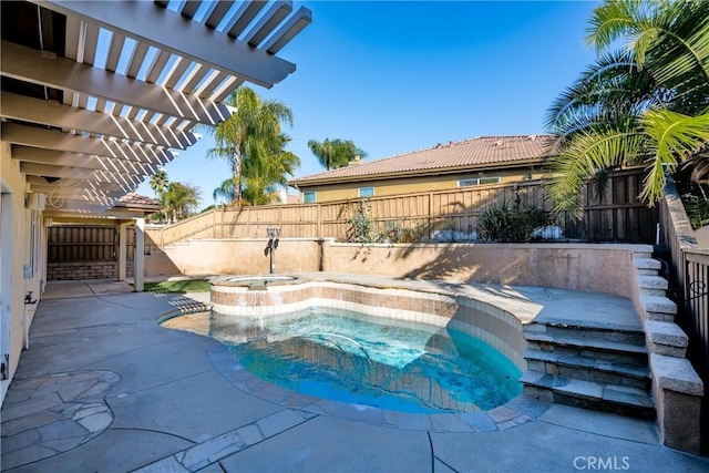 38548 Falkirk Dr, Murrieta, CA 92563 - view of pool featuring an in-ground hot tub, a fenced backyard, a patio, and a pergola