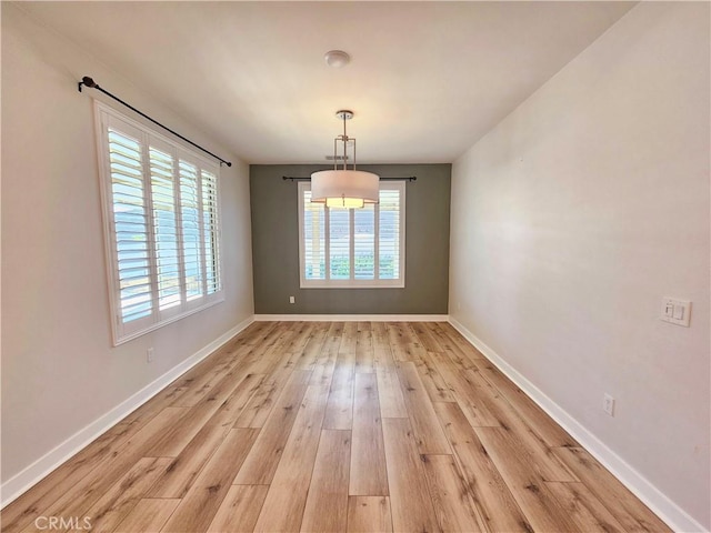 unfurnished dining area with light hardwood / wood-style flooring