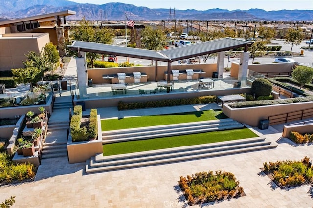 exterior space with a mountain view