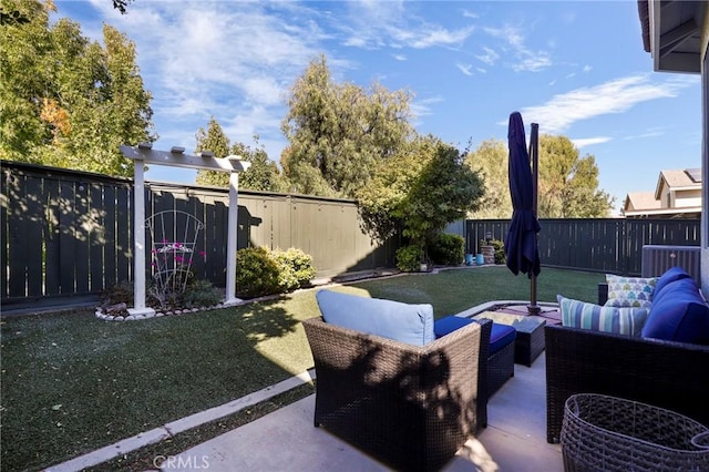 view of patio / terrace featuring an outdoor living space