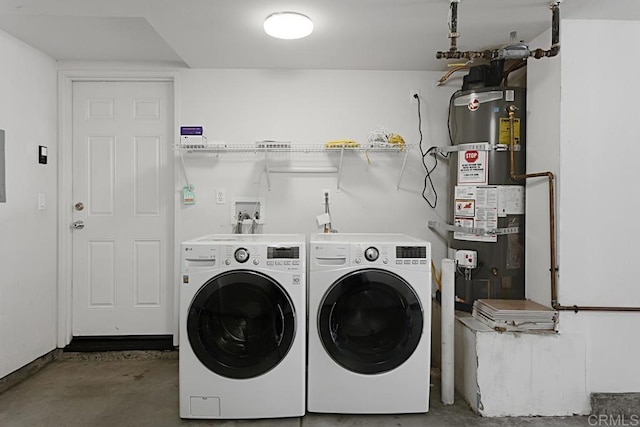 clothes washing area with secured water heater and washing machine and clothes dryer