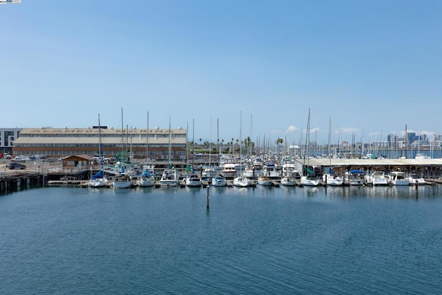 view of water feature featuring a dock