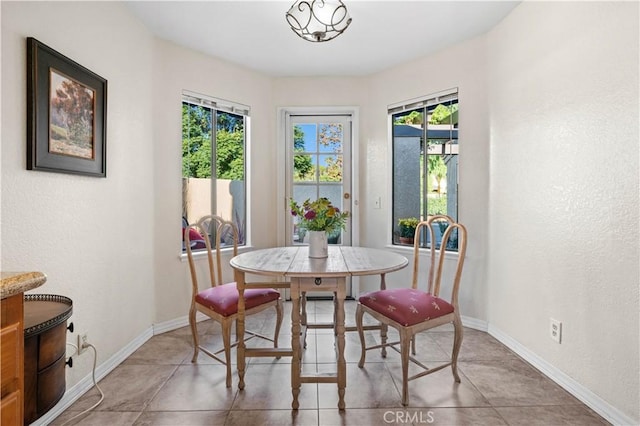 view of tiled dining room