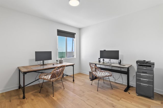 office area featuring light hardwood / wood-style floors