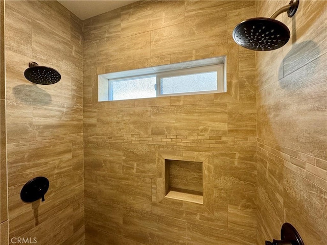 bathroom featuring tiled shower and plenty of natural light