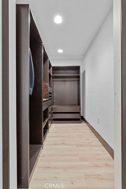 walk in closet featuring hardwood / wood-style flooring