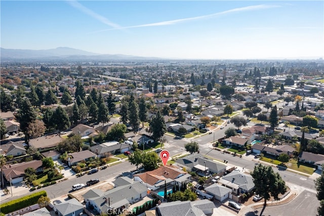 drone / aerial view with a mountain view