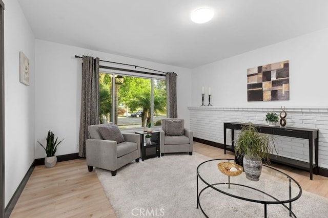 living room featuring light wood-type flooring