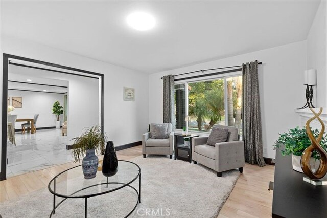 living room featuring light wood-type flooring