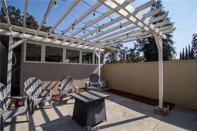 view of patio / terrace featuring a pergola