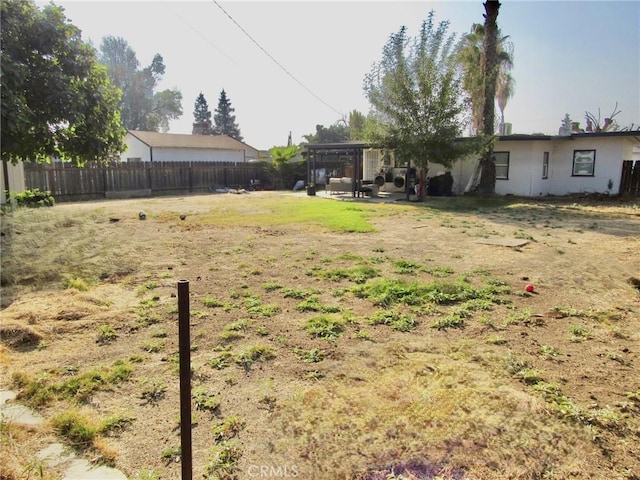 view of yard with a pergola