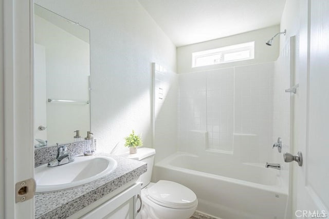 full bathroom featuring vanity, toilet, and bathing tub / shower combination