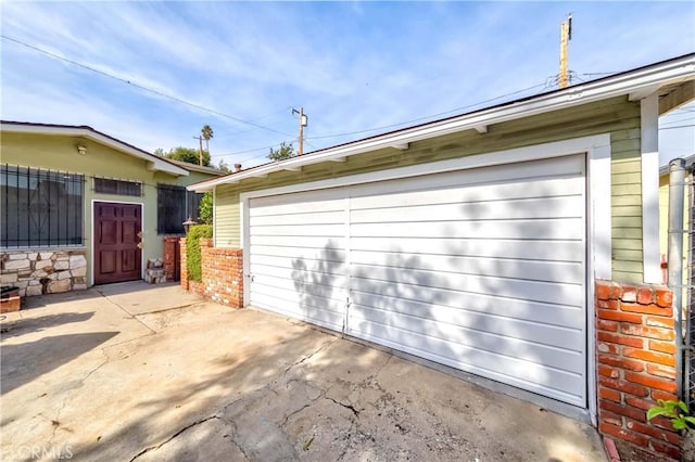 view of garage