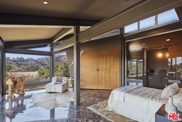 bedroom with a mountain view