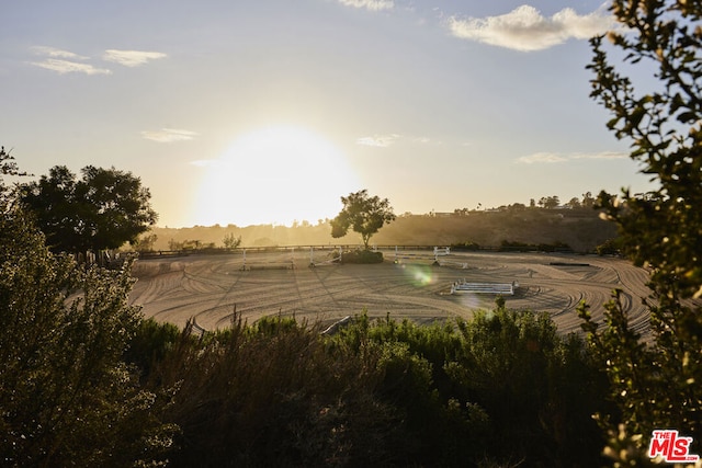 view of water feature with a rural view