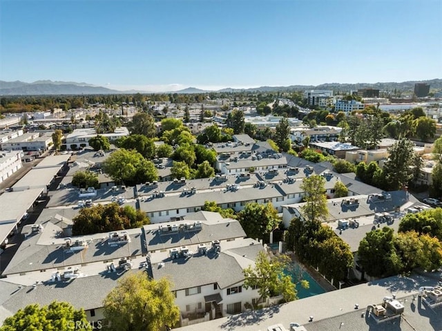 aerial view with a mountain view