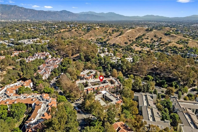 aerial view with a mountain view