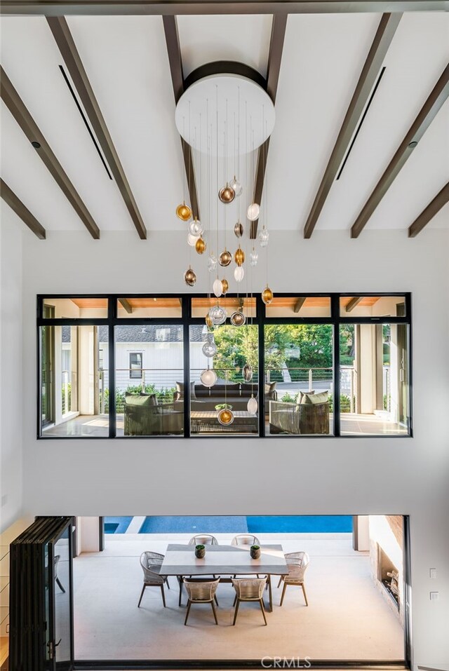 427 Santa Ana Ave, Newport Beach, CA 92663 - dining area with beam ceiling