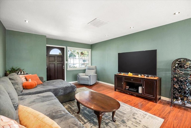 living room featuring light hardwood / wood-style floors