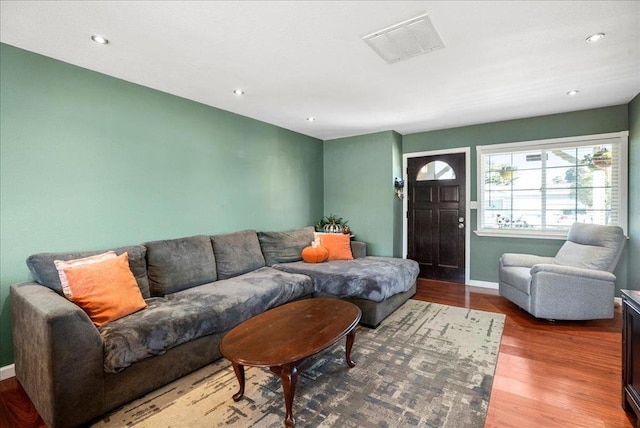 living room with wood-type flooring