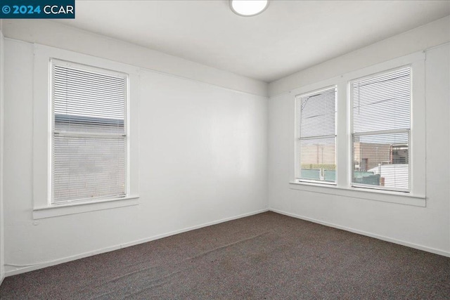 empty room with dark colored carpet