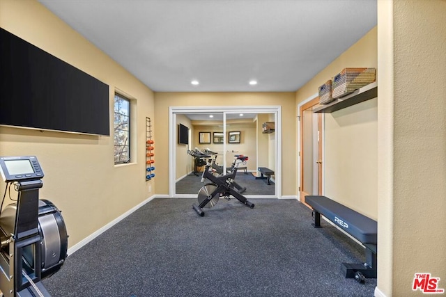 exercise room with carpet floors