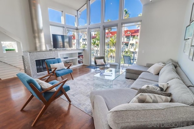 interior space featuring a fireplace and a wealth of natural light