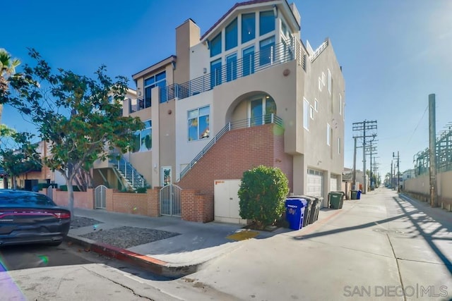 view of building exterior featuring a garage