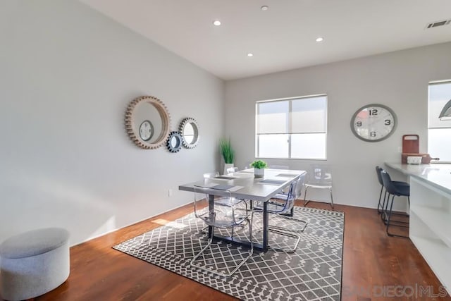 office area featuring dark hardwood / wood-style flooring