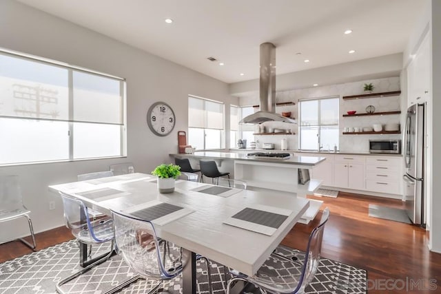 dining space featuring hardwood / wood-style flooring