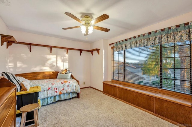 bedroom with carpet and ceiling fan