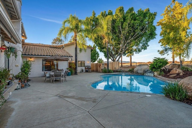 view of swimming pool with a patio