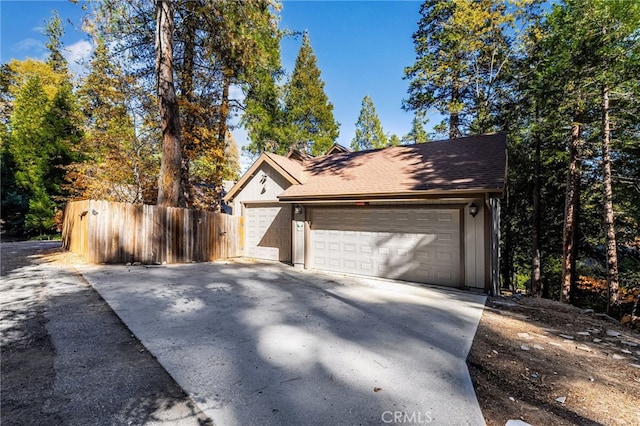 exterior space featuring a garage