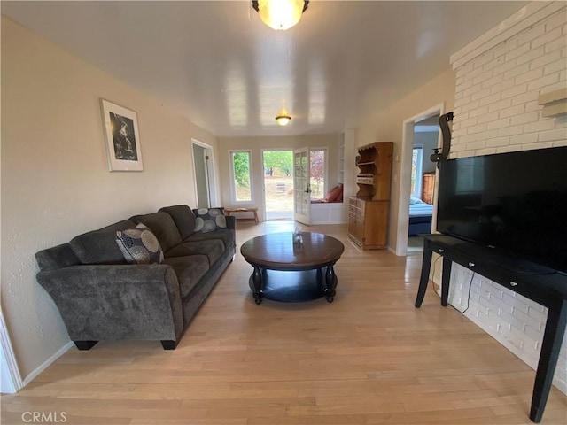 living room featuring light wood-type flooring