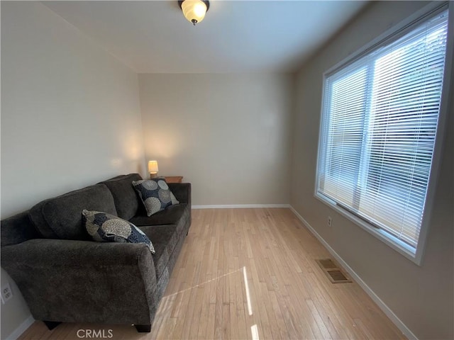 living room featuring light hardwood / wood-style flooring